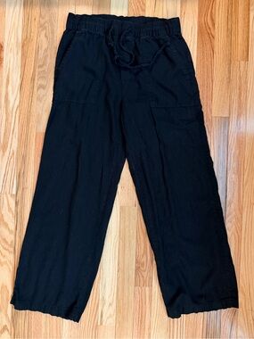 GAP Black Casual Wide Leg Pants with Drawstring
